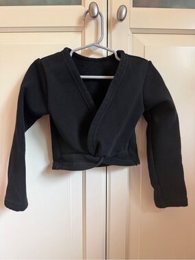 Black Cropped Wrap Knit Dance Sweater